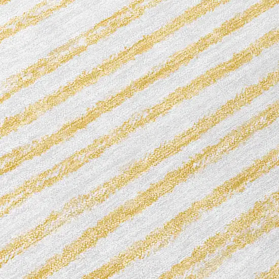 Gold And White Abstract Washable Indoor Outdoor Area Rug Photo 8
