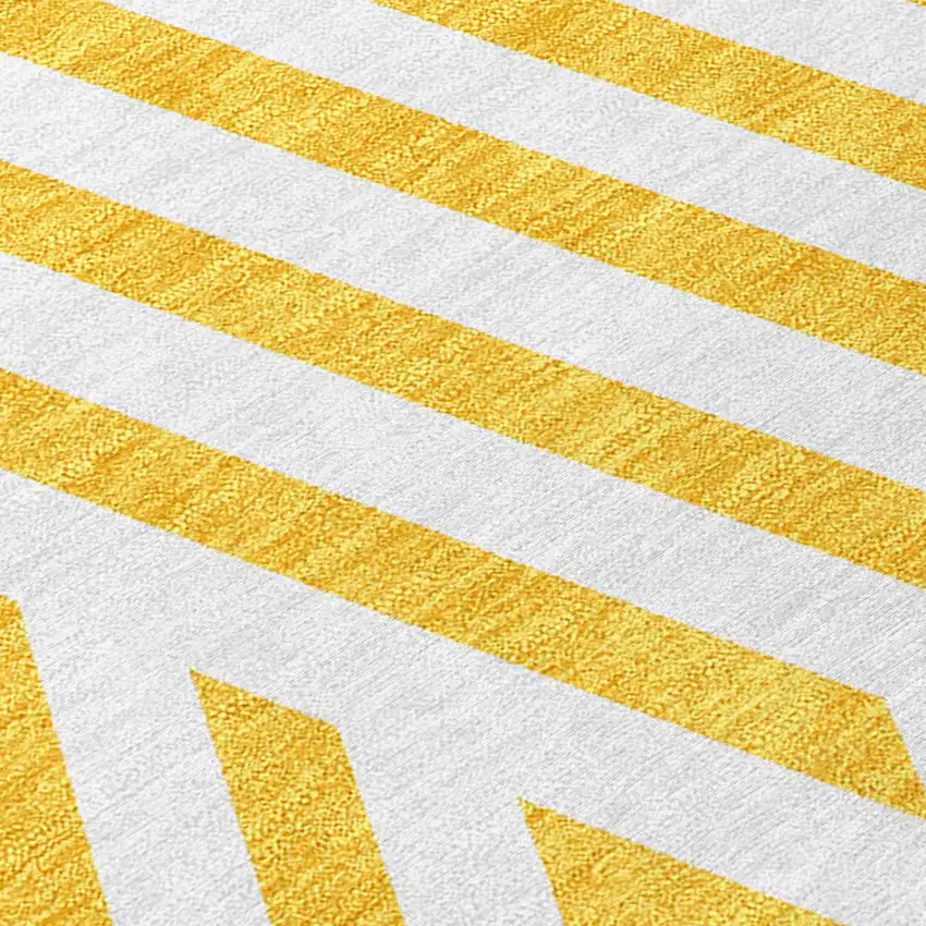 Gold and White Geometric Washable Non Skid Indoor Outdoor Area Rug Photo 9