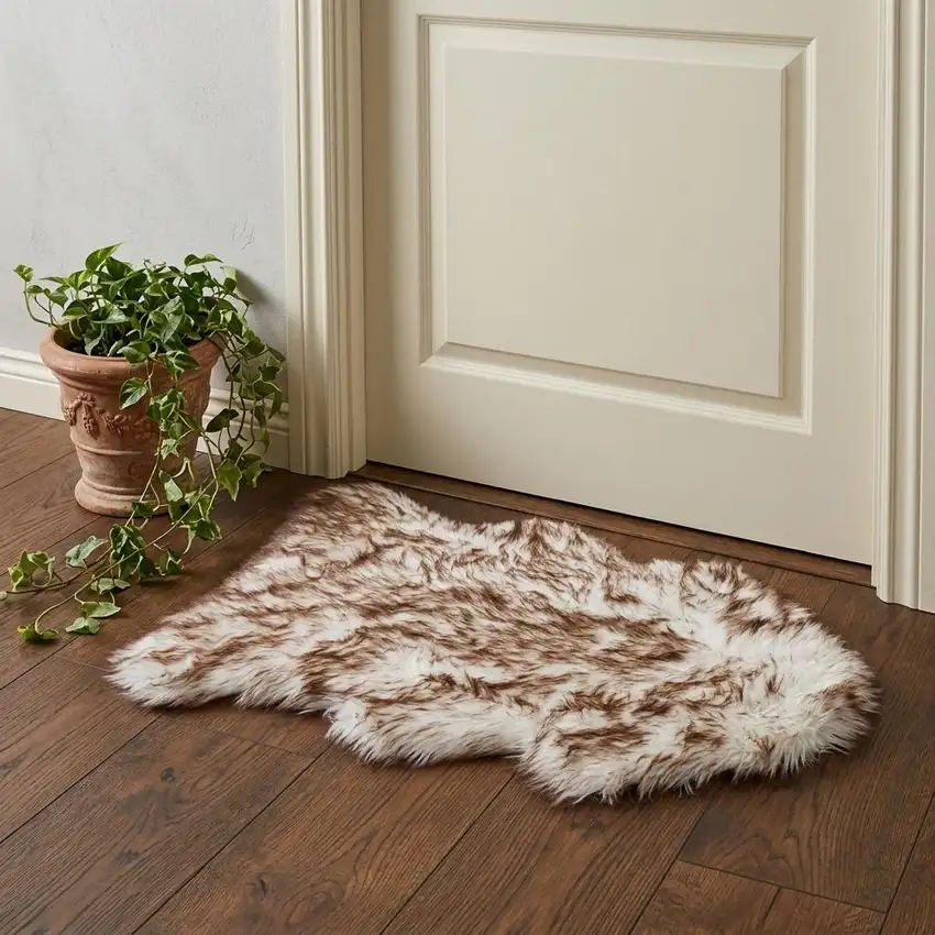 Brown And White Shag Area Rug Photo 1