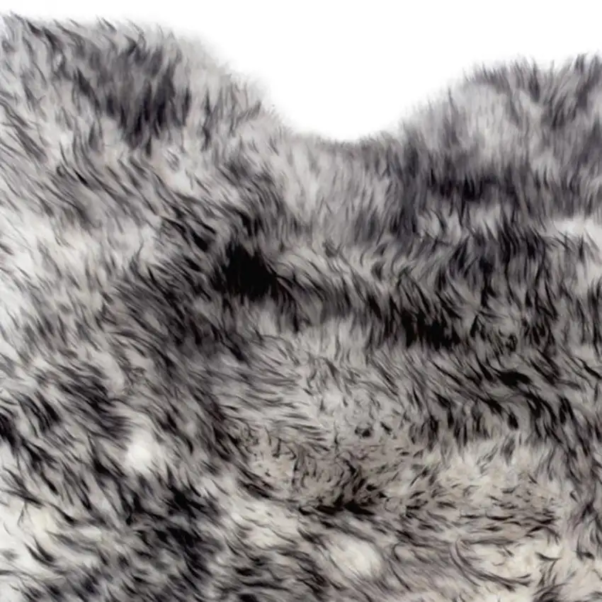 Gray Genuine Sheepskin Animal Print Shag Area Rug Photo 4