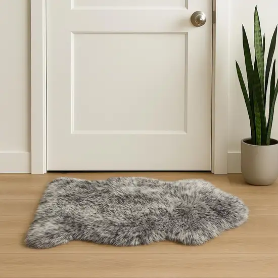 Gray Genuine Sheepskin Animal Print Shag Area Rug Photo 1