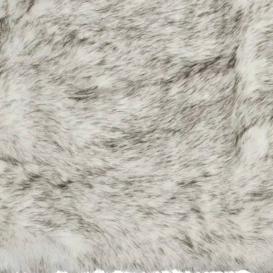 Gray And Ivory Faux Fur Area Rug Photo 5