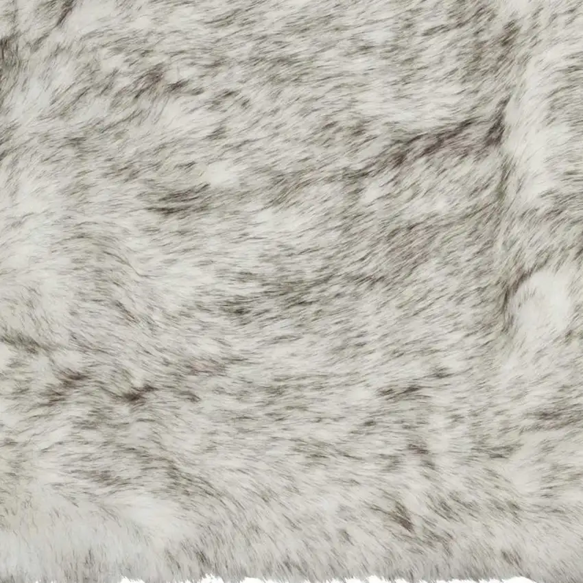 Gray And Ivory Faux Fur Area Rug Photo 5