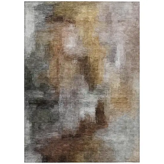 Granite Gray And Gray Abstract Washable Indoor Outdoor Area Rug Photo 2