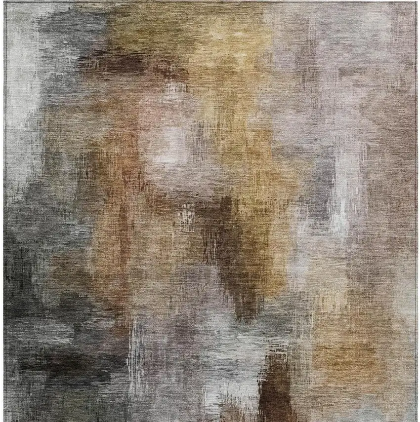 Granite Gray And Gray Abstract Washable Indoor Outdoor Area Rug Photo 4