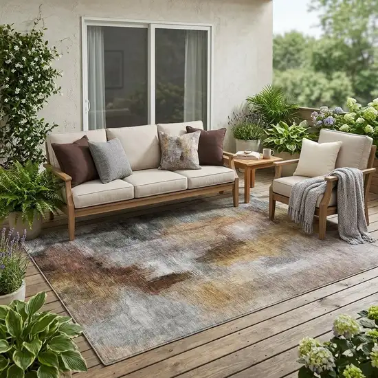 Granite Gray And Gray Abstract Washable Indoor Outdoor Area Rug Photo 1