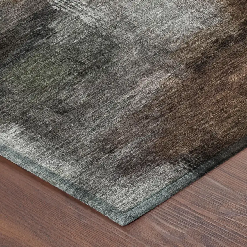 Granite Gray And Gray Abstract Washable Indoor Outdoor Area Rug Photo 5