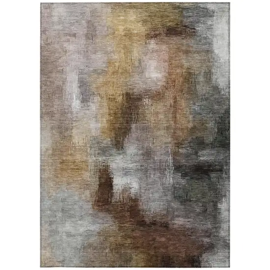 Granite Gray And Gray Abstract Washable Indoor Outdoor Area Rug Photo 4