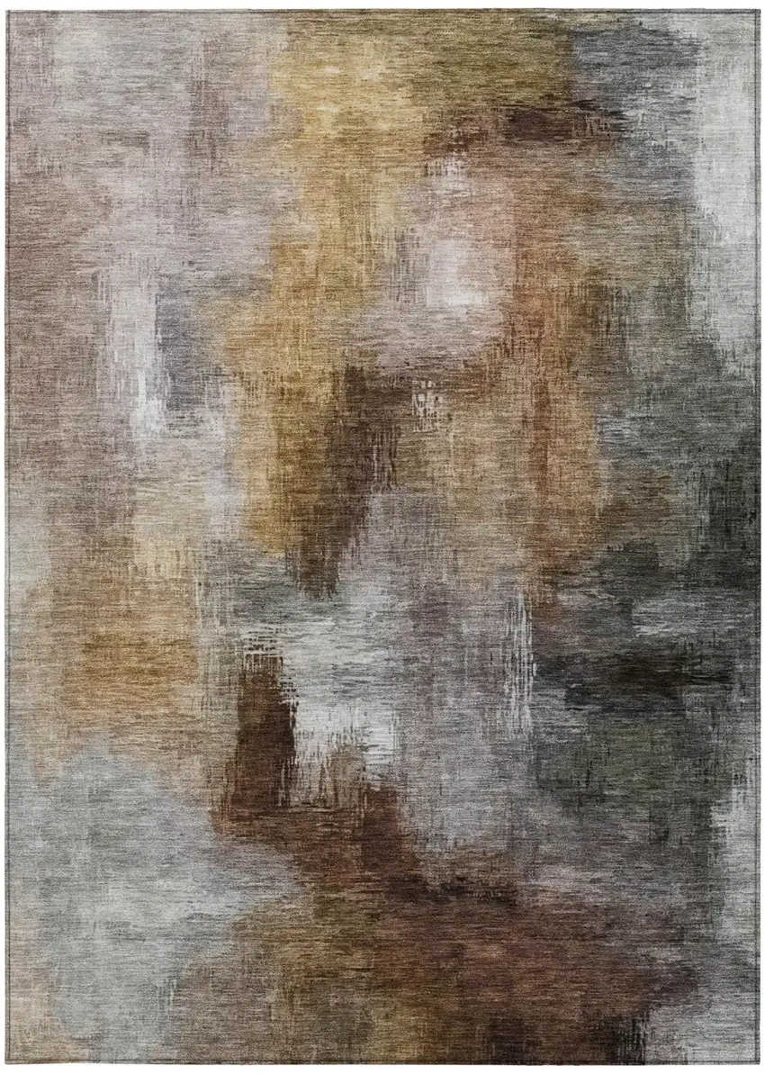 Granite Gray And Gray Abstract Washable Indoor Outdoor Area Rug Photo 4