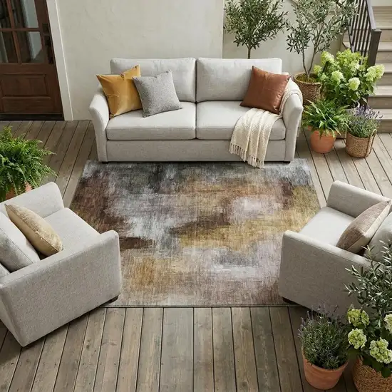 Granite Gray And Gray Abstract Washable Indoor Outdoor Area Rug Photo 1