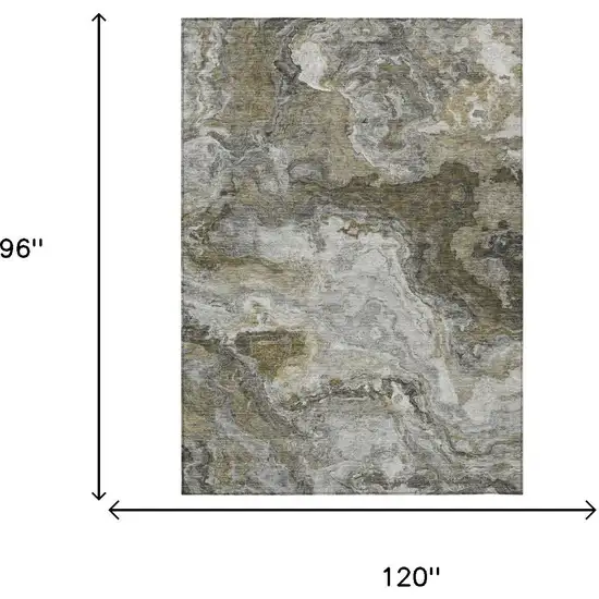 Granite Gray And Gray Abstract Washable Indoor Outdoor Area Rug Photo 5