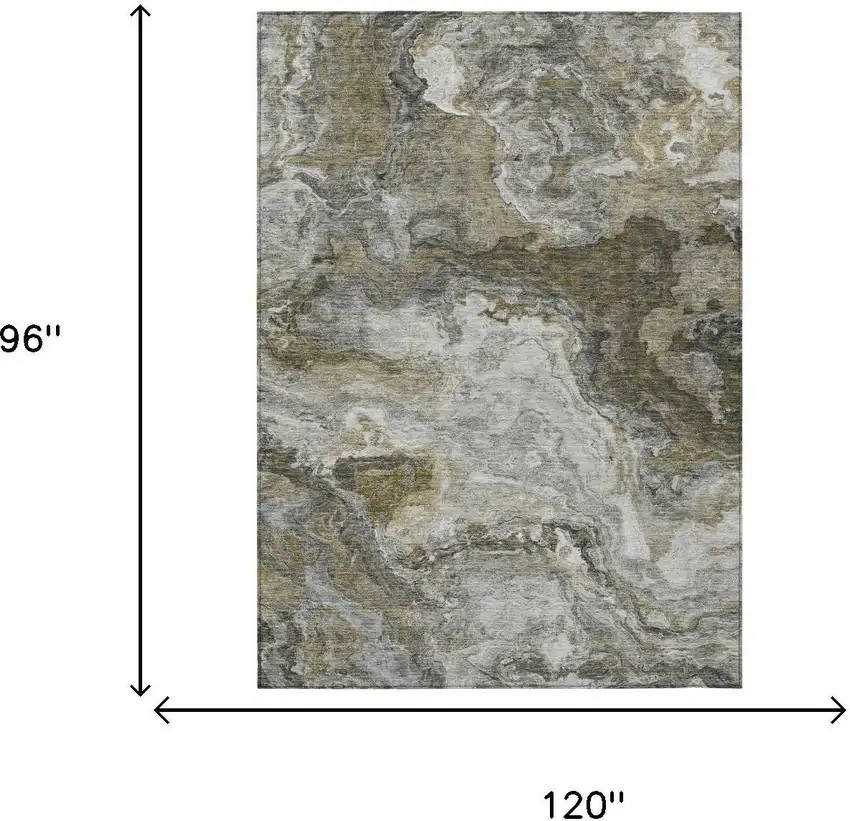 Granite Gray And Gray Abstract Washable Indoor Outdoor Area Rug Photo 5