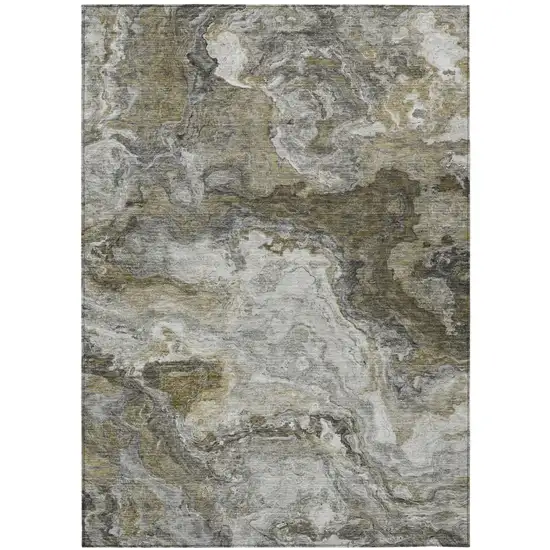 Granite Gray And Gray Abstract Washable Indoor Outdoor Area Rug Photo 2