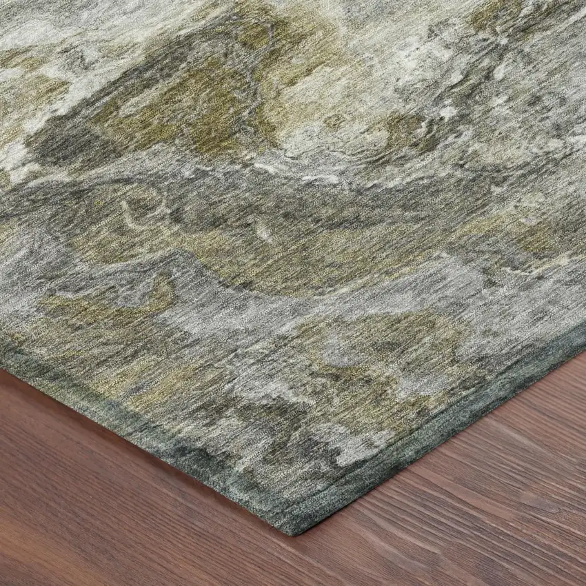 Granite Gray And Gray Abstract Washable Indoor Outdoor Area Rug Photo 3
