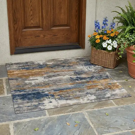 Granite Gray And Gray Abstract Washable Indoor Outdoor Area Rug Photo 1