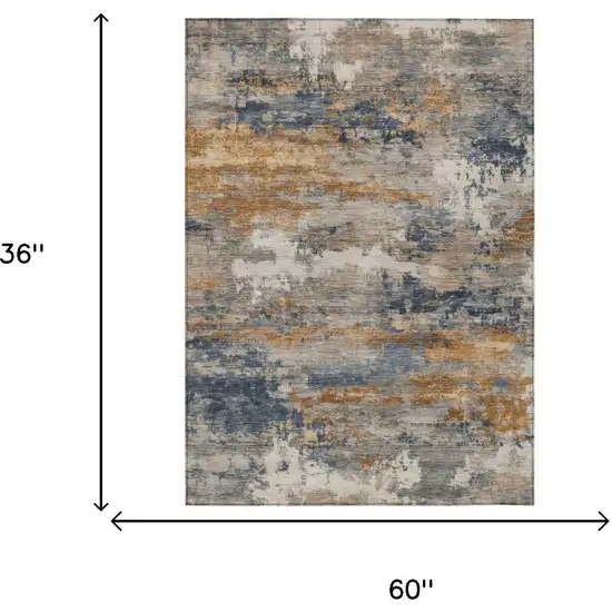 Granite Gray And Gray Abstract Washable Indoor Outdoor Area Rug Photo 5