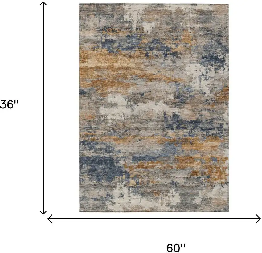 Granite Gray And Gray Abstract Washable Indoor Outdoor Area Rug Photo 5