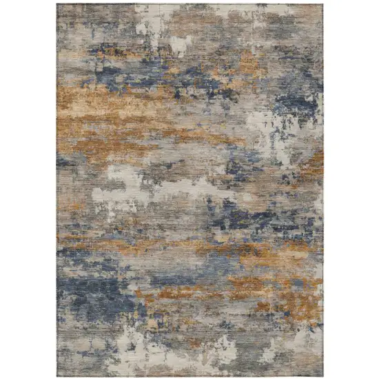 Granite Gray And Gray Abstract Washable Indoor Outdoor Area Rug Photo 2