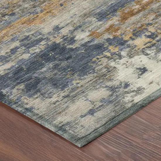 Granite Gray And Gray Abstract Washable Indoor Outdoor Area Rug Photo 3