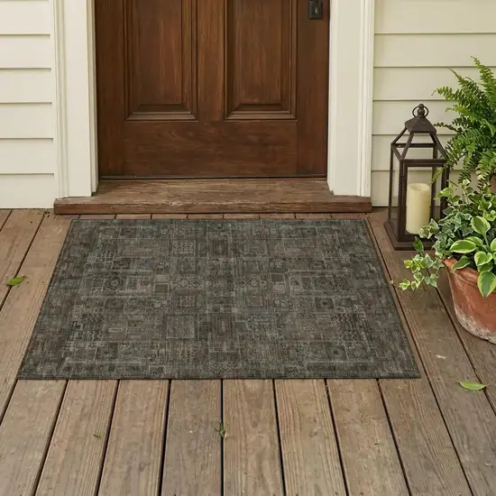 Granite Gray And Gray Oriental Washable Indoor Outdoor Area Rug Photo 1