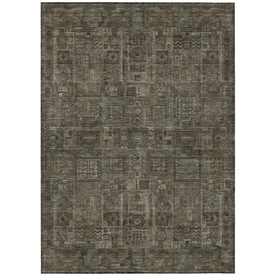 Granite Gray And Gray Oriental Washable Indoor Outdoor Area Rug Photo 2