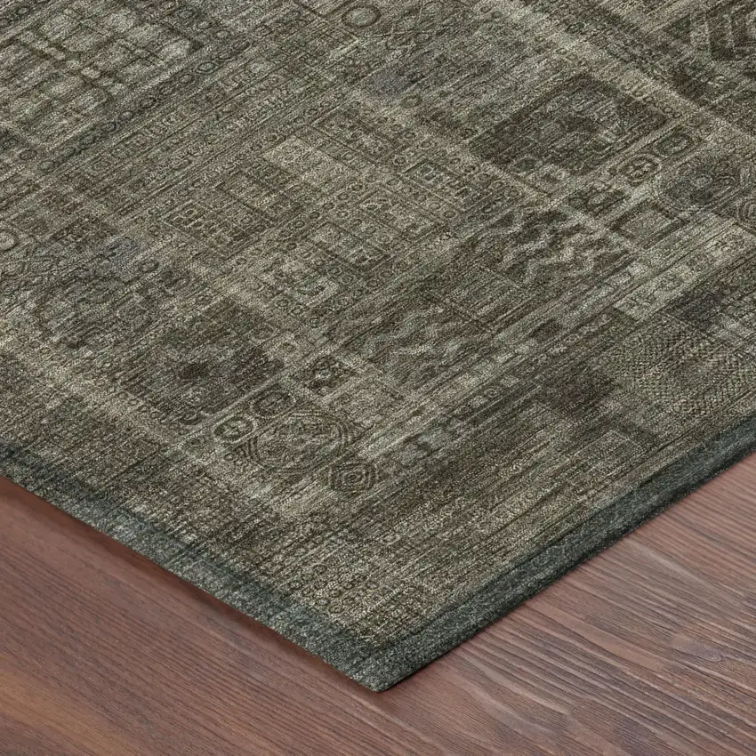 Granite Gray And Gray Oriental Washable Indoor Outdoor Area Rug Photo 3