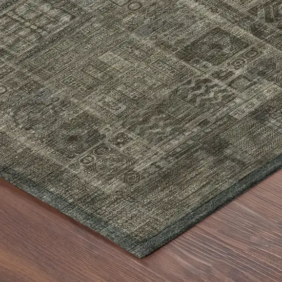 Granite Gray And Gray Oriental Washable Indoor Outdoor Area Rug Photo 3