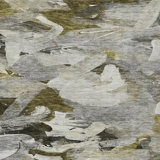 Granite Gray And Green Abstract Washable Indoor Outdoor Area Rug Photo 6