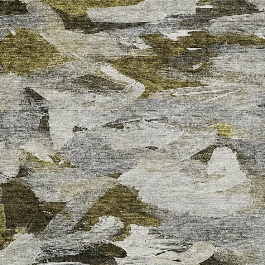 Granite Gray And Green Abstract Washable Indoor Outdoor Area Rug Photo 6