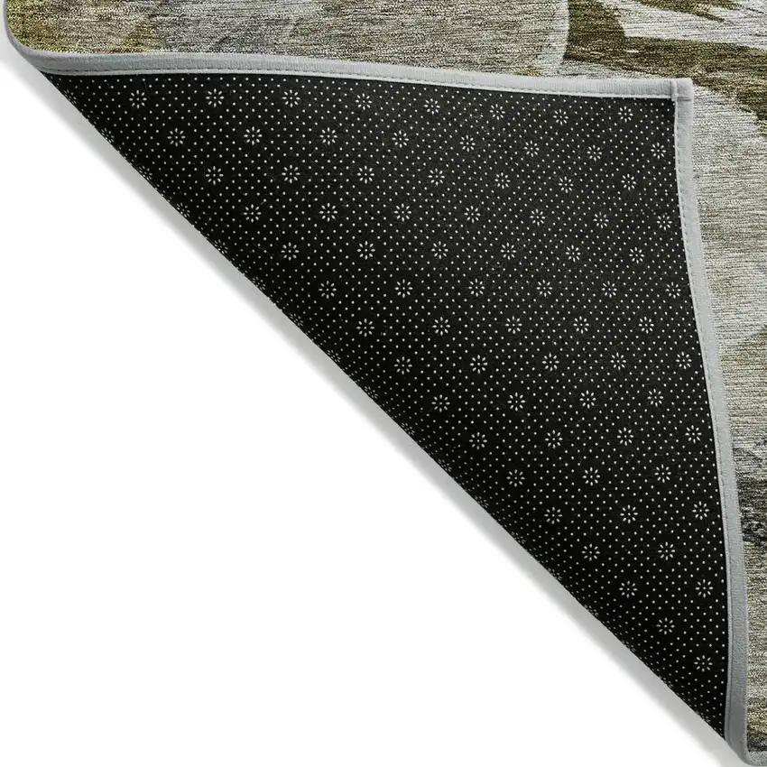 Granite Gray And Green Abstract Washable Indoor Outdoor Area Rug Photo 5