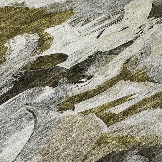 Granite Gray And Green Abstract Washable Indoor Outdoor Area Rug Photo 3