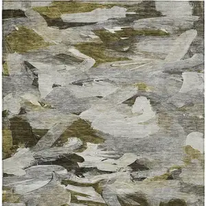 Photo of Granite Gray And Green Abstract Washable Indoor Outdoor Area Rug