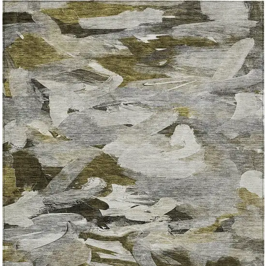 Granite Gray And Green Abstract Washable Indoor Outdoor Area Rug Photo 6