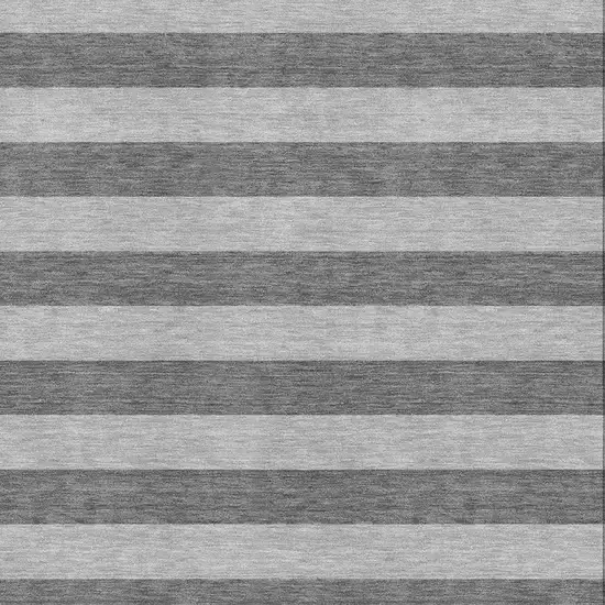 Granite Gray And Ivory Striped Washable Area Rug With UV Protection Photo 3