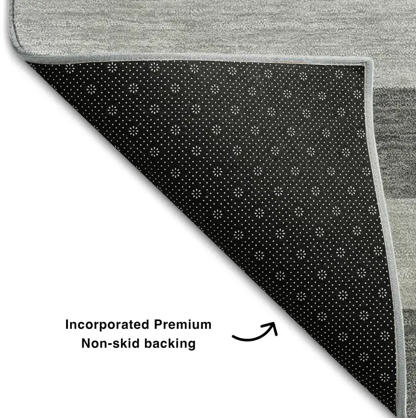 Granite Gray And Ivory Striped Washable Area Rug With UV Protection Photo 7