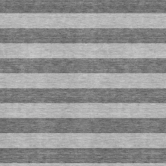 Granite Gray And Ivory Striped Washable Area Rug With UV Protection Photo 3