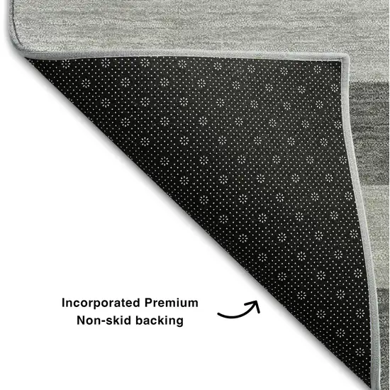 Granite Gray And Ivory Striped Washable Area Rug With UV Protection Photo 7