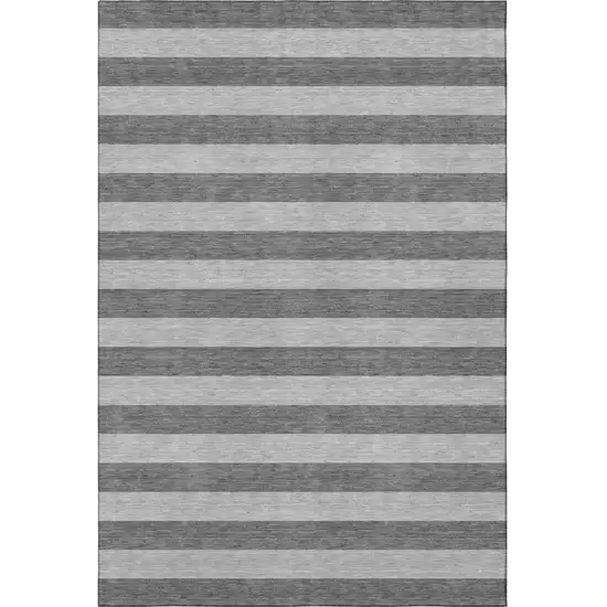 Granite Gray And Ivory Striped Washable Area Rug With UV Protection Photo 4