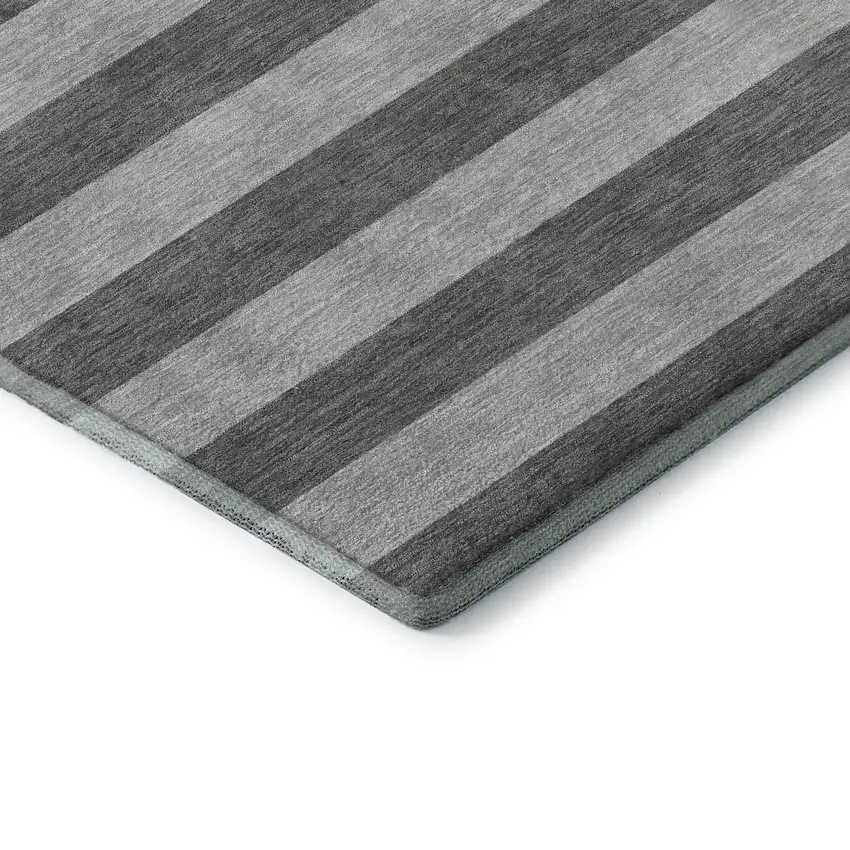 Granite Gray And Ivory Striped Washable Area Rug With UV Protection Photo 8