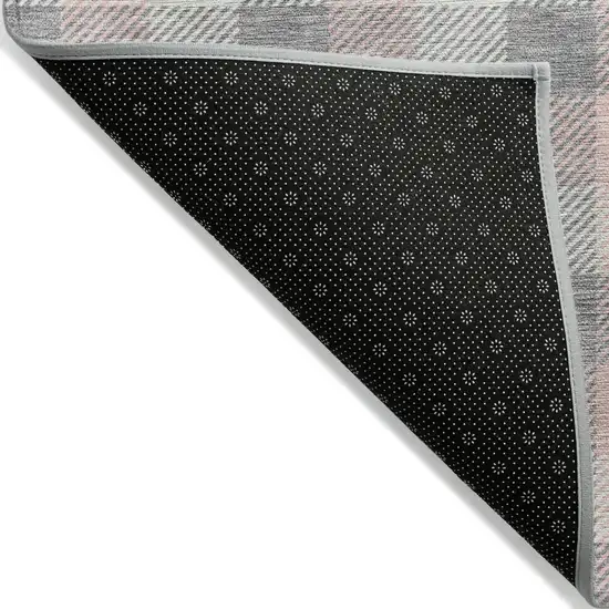 Granite Gray And Pink Plaid Washable Indoor Outdoor Area Rug Photo 3
