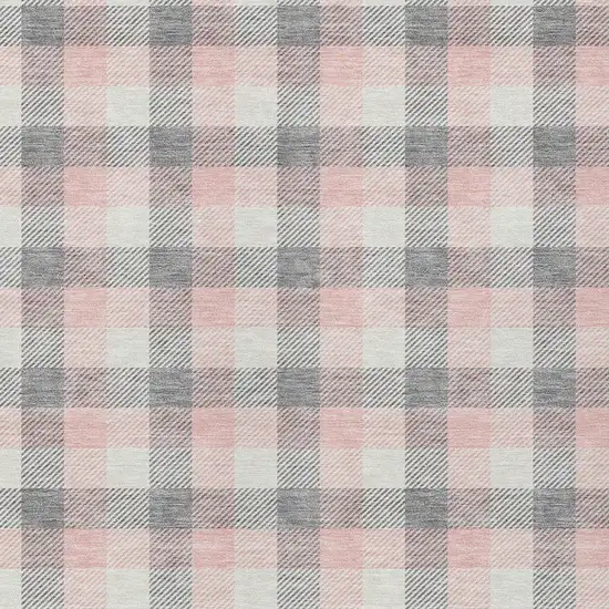 Granite Gray And Pink Plaid Washable Indoor Outdoor Area Rug Photo 6