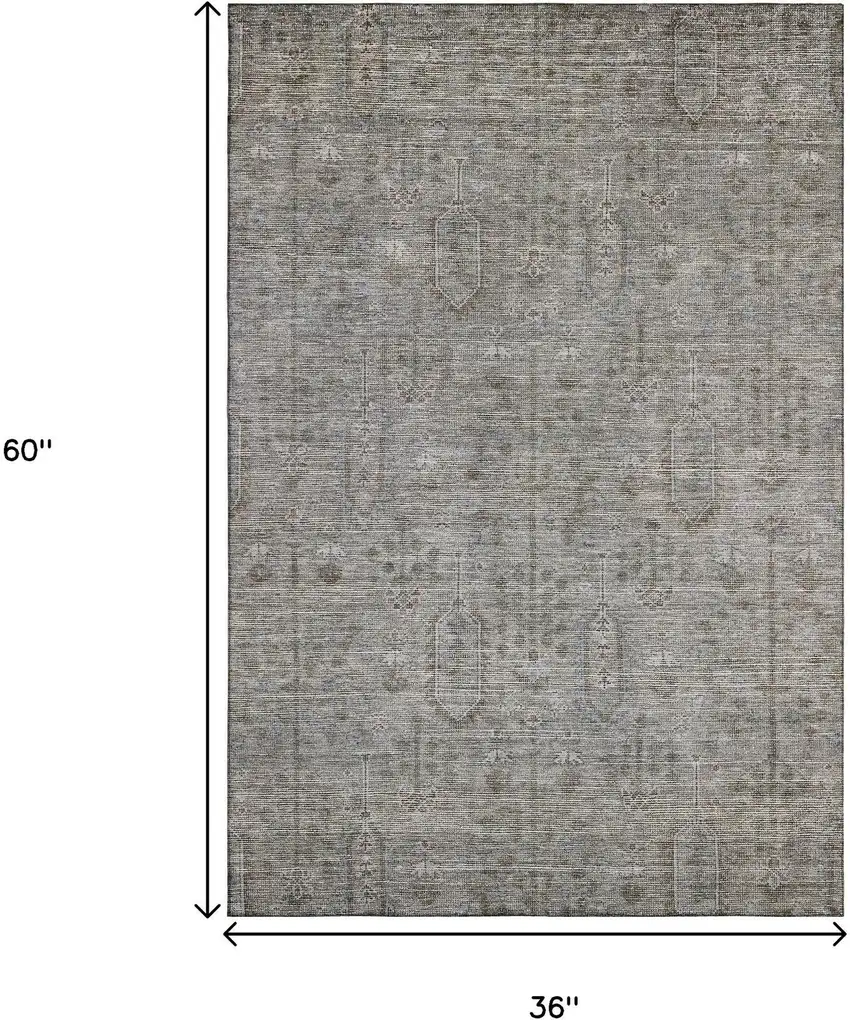 Granite Gray And Silver Southwestern Washable Area Rug With UV Protection Photo 3