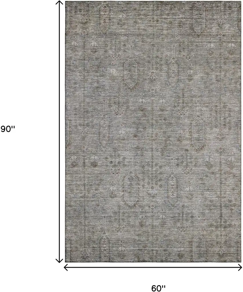 Granite Gray And Silver Southwestern Washable Area Rug With UV Protection Photo 3
