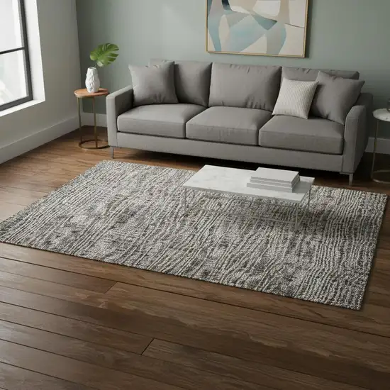 Granite Gray And Silver Southwestern Washable Area Rug With UV Protection Photo 2