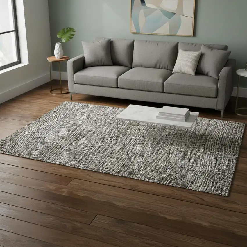 Granite Gray And Silver Southwestern Washable Area Rug With UV Protection Photo 2