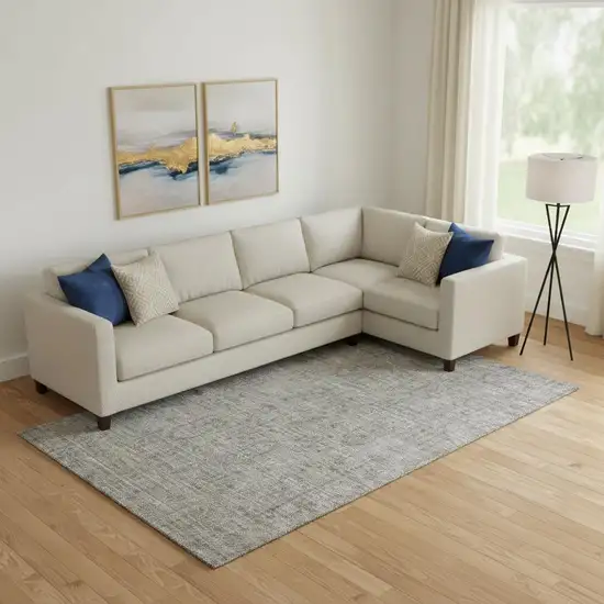 Granite Gray And Silver Southwestern Washable Area Rug With UV Protection Photo 1