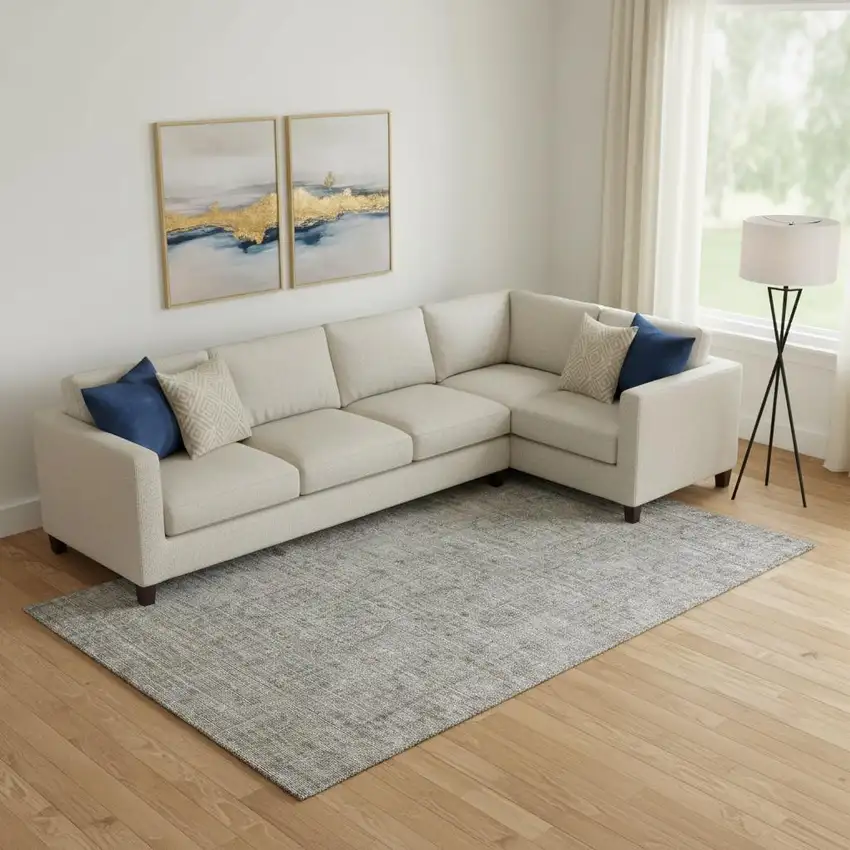 Granite Gray And Silver Southwestern Washable Area Rug With UV Protection Photo 1