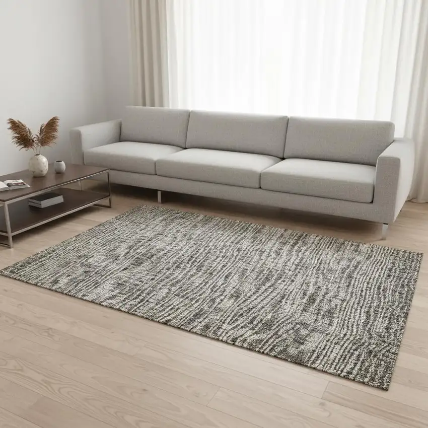 Granite Gray And Silver Southwestern Washable Area Rug With UV Protection Photo 2