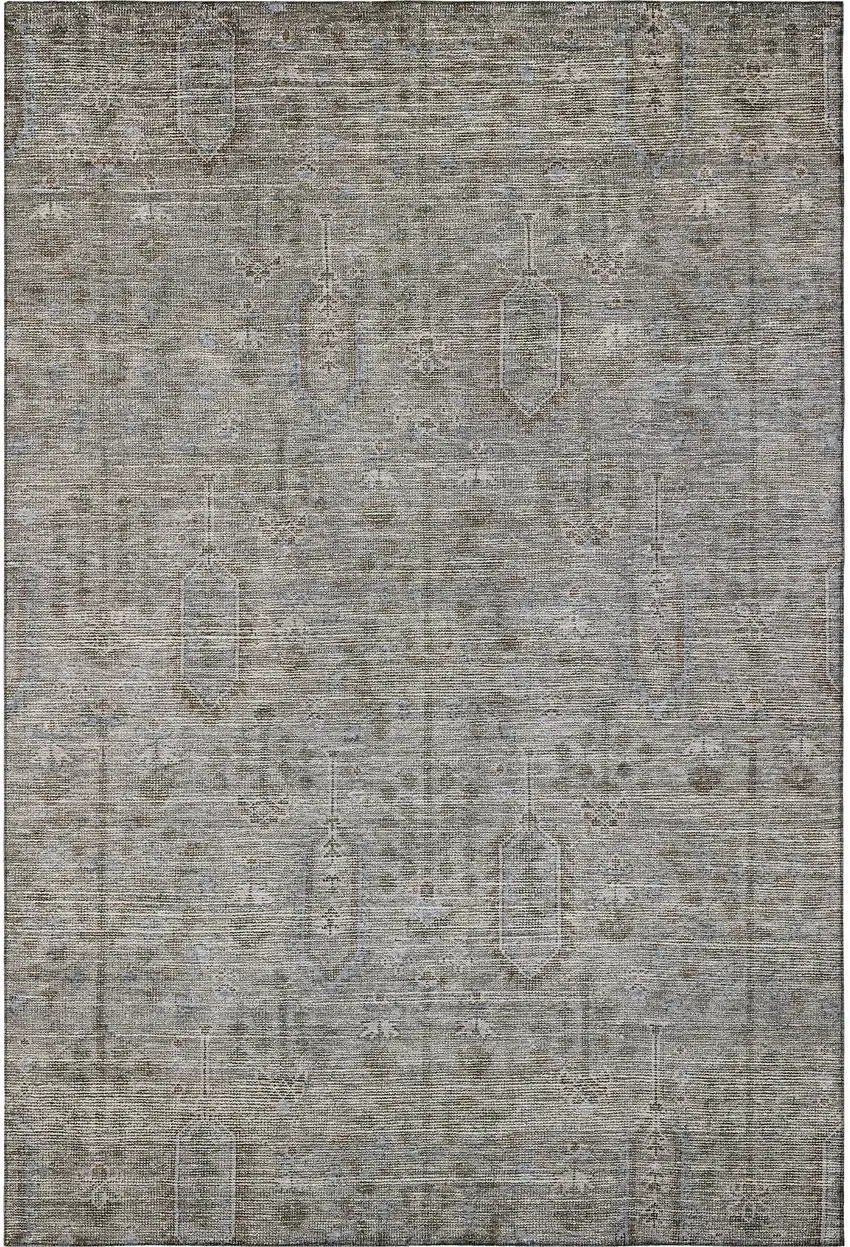 Granite Gray And Silver Southwestern Washable Area Rug With UV Protection Photo 3
