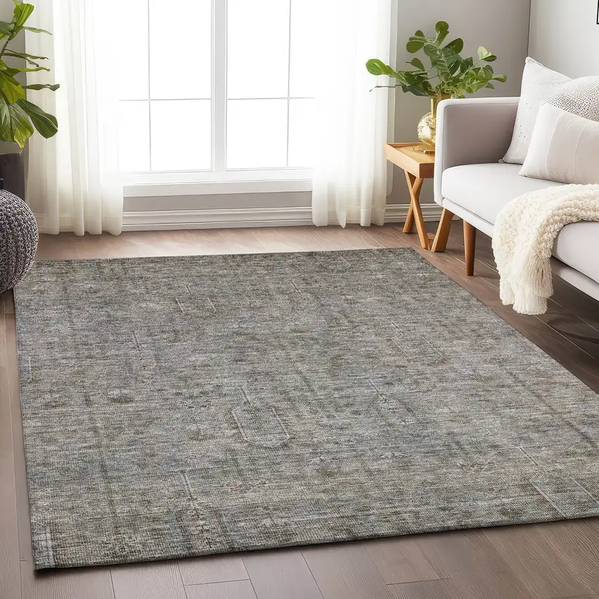 Granite Gray And Silver Southwestern Washable Area Rug With UV Protection Photo 5